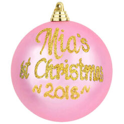personalised 1st christmas pink bauble